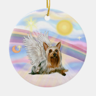 Clouds - Silky Terrier Angel Ceramic Tree Decoration