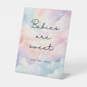 Clouds Sky Babies Are Sweet Baby Shower Pedestal Sign