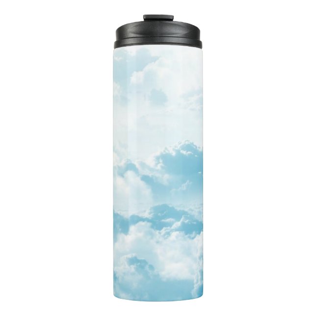 Clouds sky cartoon vector images thermal tumbler (Front)