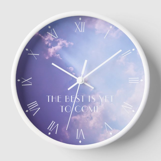 Clouds Sky Pastel Photo Inspirational Custom Text Clock (Front)