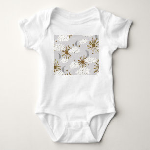 Clouds, sun, and moon, minimalistic pattern. baby bodysuit
