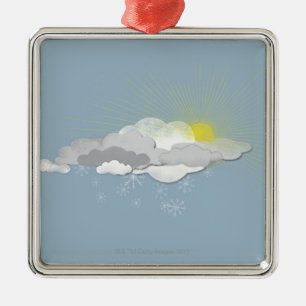 Clouds, Sun and Snowflakes Metal Tree Decoration