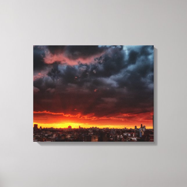 Clouds, Sunset And Red Canvas Print (Front)