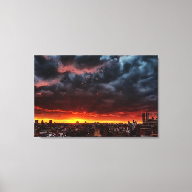 Clouds, Sunset And Red Canvas Print (Front)