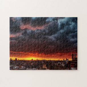 Clouds, Sunset And Red Jigsaw Puzzle