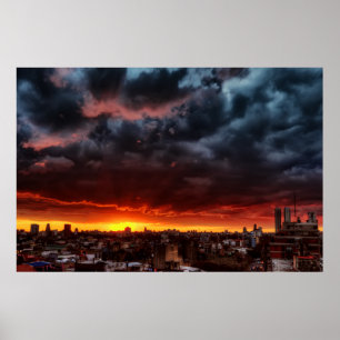 Clouds, Sunset And Red Poster
