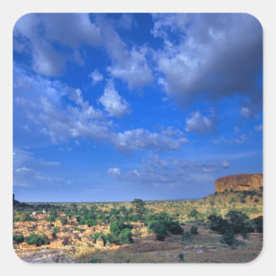 Clouds sweeping across the sky over the square sticker