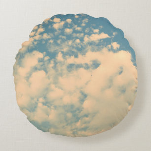 Clouds - vintage effect style pictureshome decor, round cushion