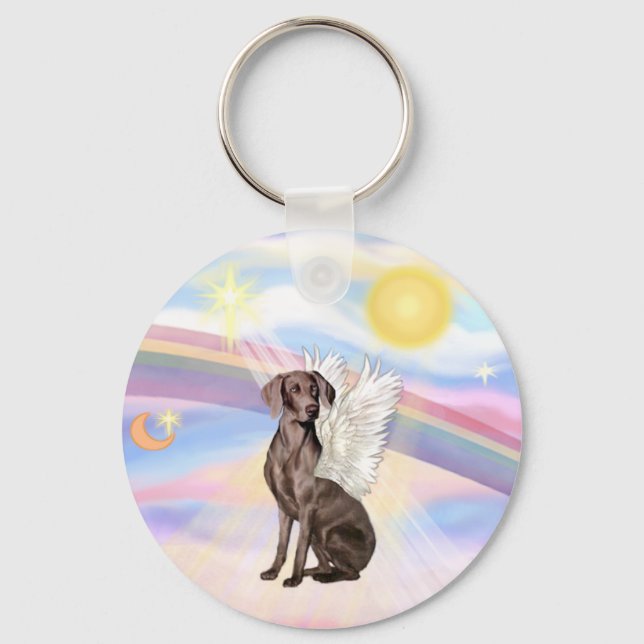 Clouds - Weimaraner Angel Key Ring (Front)