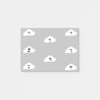 clouds with faces gray (2) post-it notes