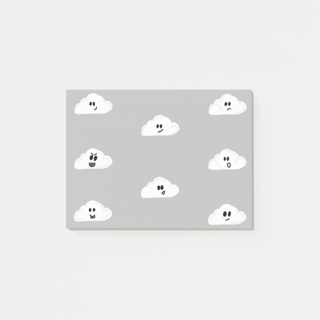 clouds with faces gray (2) post-it notes (Front)