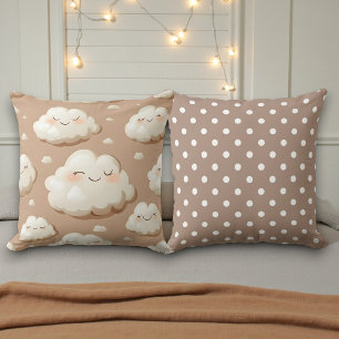 Clouds with Tan and Brown Double Sided Cushion