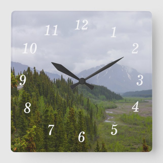 Cloudy At Denali Wall Clock (Front)