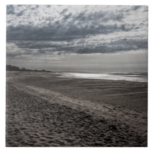 Cloudy beach at the North Sea Tile