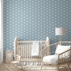 Cloudy Blue Polka Dots Home Decor Nursery Kids Wallpaper