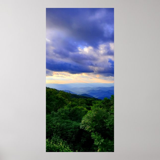 Cloudy Blue Ridge Mountains Poster (Front)