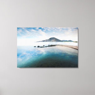 Cloudy Blue Sky Reflecting In Lake Canvas Print