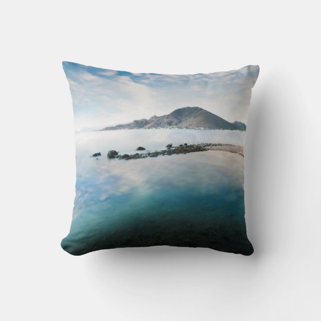 Cloudy Blue Sky Reflecting In Lake Cushion (Front)