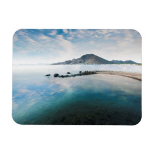 Cloudy Blue Sky Reflecting In Lake Magnet