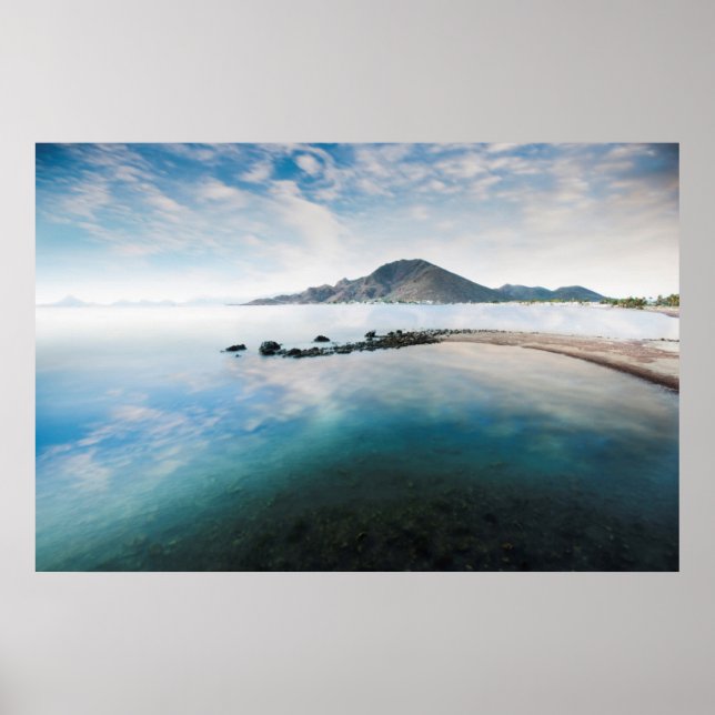 Cloudy Blue Sky Reflecting In Lake Poster (Front)