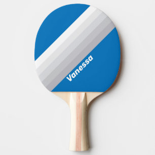 Cloudy Blue Sky Stripes with Name Ping Pong Paddle