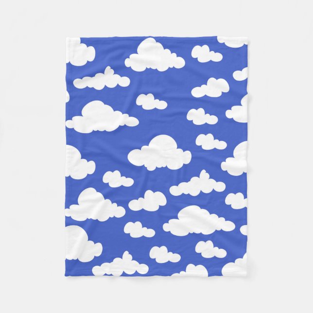 Cloudy Blue Sky White Clouds Dreamy Clouding Fleece Blanket (Front)