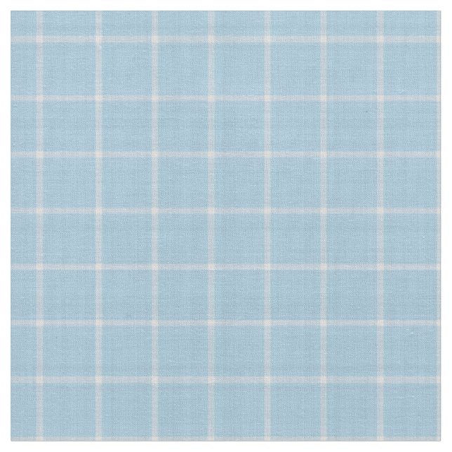 Cloudy Blue Windowpane Plaid Fabric (Close Up)