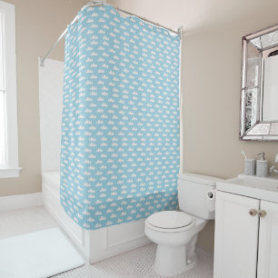 Cloudy Clouds Blue Dotty Sky Shower Curtain