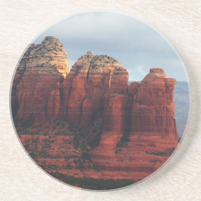 Cloudy Coffee Pot Rock in Sedona Arizona Coaster (Front)