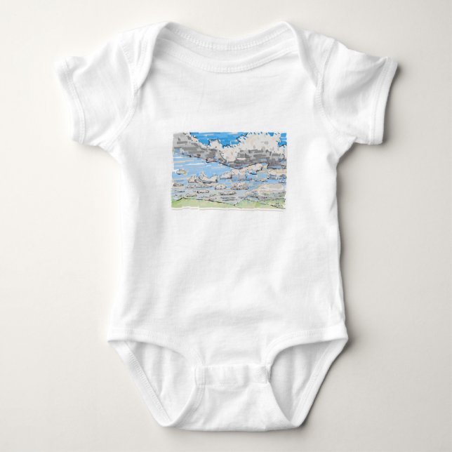 Cloudy day baby bodysuit (Front)