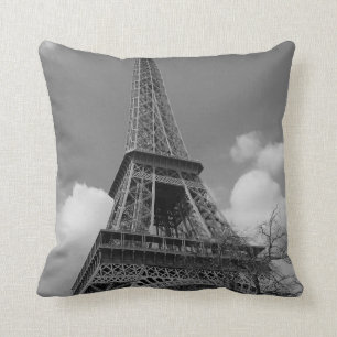 Cloudy Eiffel In Black and White, 2015 Cushion