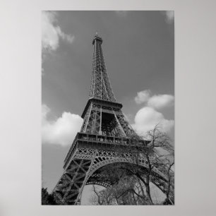 Cloudy Eiffel In Black and White, 2015 Poster