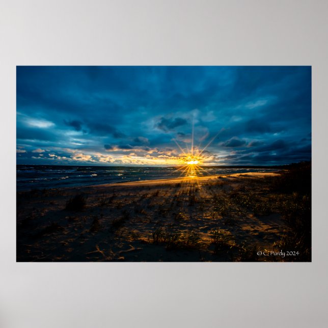 Cloudy Fall Sunrise over Hammond Bay Poster (Front)