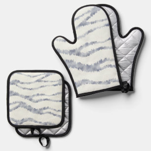 Cloudy Grey Zebra Eraser Scratch Art Oven Mitt & Pot Holder Set