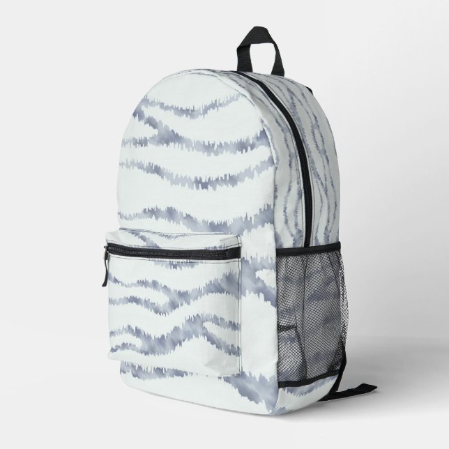 Cloudy Grey Zebra Eraser Scratch Art Printed Backpack (Back Corner Right)