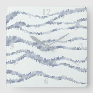 Cloudy Grey Zebra Eraser Scratch Art  Square Wall Clock