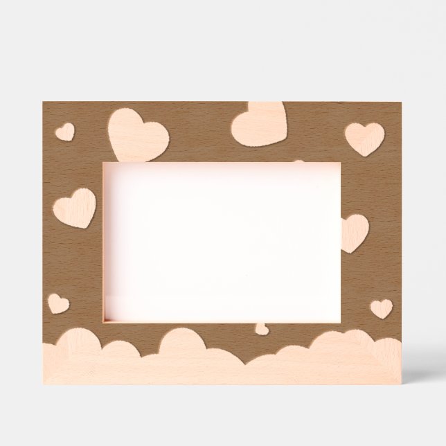 Cloudy Hearts Etched Wooden Frame Engraved Frames (Front)