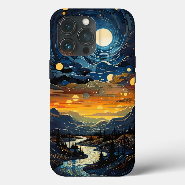 Cloudy Mountain Pointillism Style Case-Mate iPhone Case (Back)