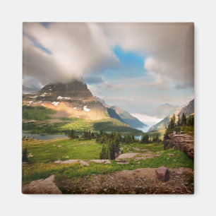 Cloudy Mountains   Alpine Lake Magnet