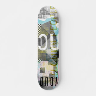 Cloudy people collage artwork skateboard