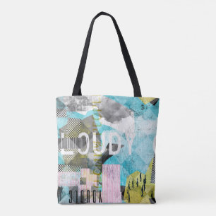 Cloudy people modern collage art tote bag