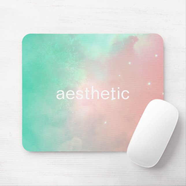 Cloudy Pink And Teal Vaporwave Mousepad (With Mouse)