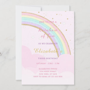 Cloudy Rainbow Birthday Invitation