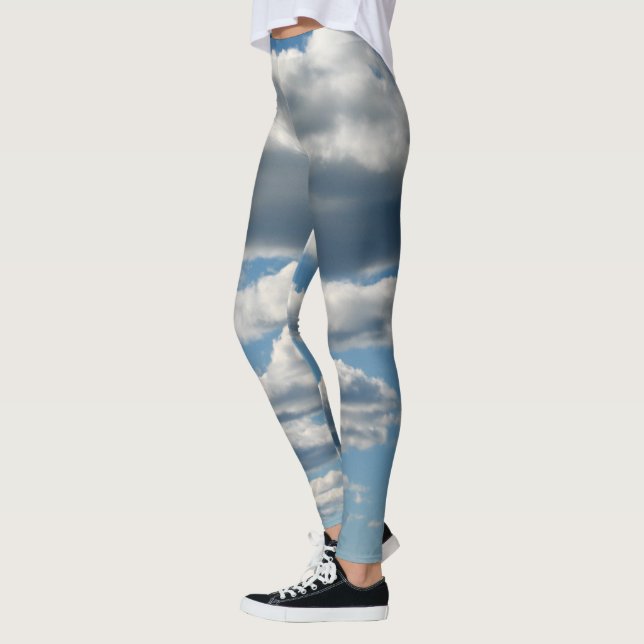Cloudy Skies Blue and White Leggings (Left)