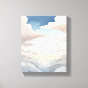 Cloudy Skies   Watercolor Sky Blue Clouds Canvas Print
