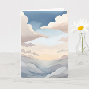 Cloudy Skies Watercolor Sky Blue Clouds Card