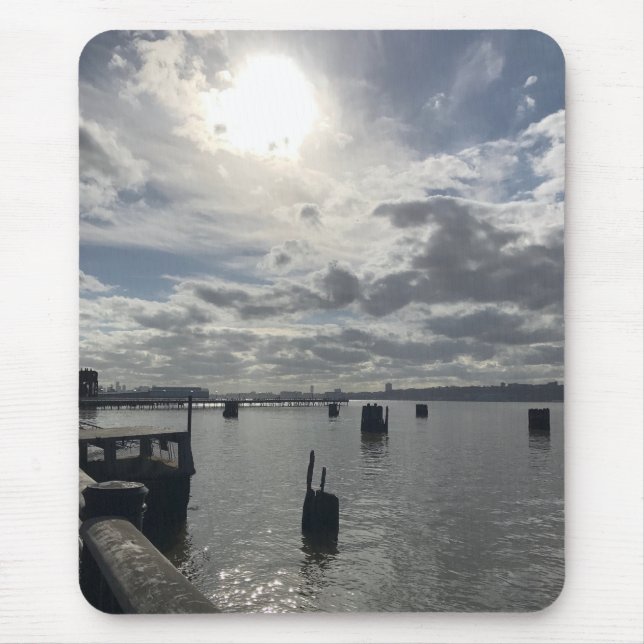 Cloudy Sky Hudson River New York Riverside Park NY Mouse Pad (Front)