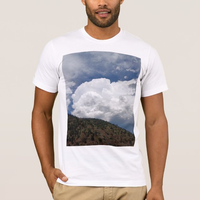Cloudy Sky Over Rolling Hills With Forested Slope  T-Shirt (Front)