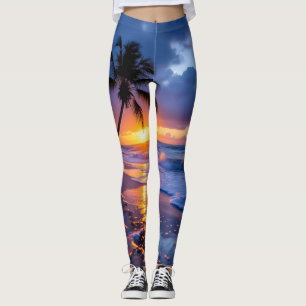 Cloudy Sunset Beach Leggings Women Dramatic