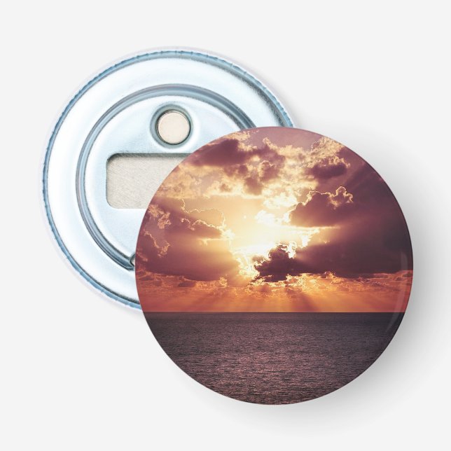 Cloudy Sunset Over Sea Horizon Bottle Opener (Front)